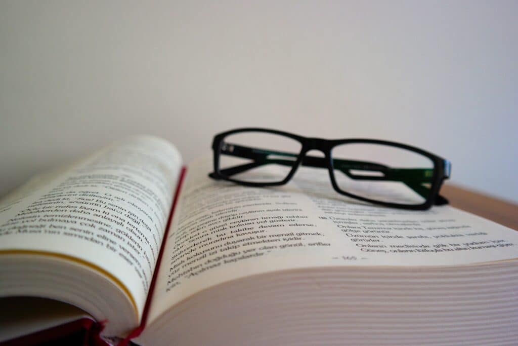 book and glasses