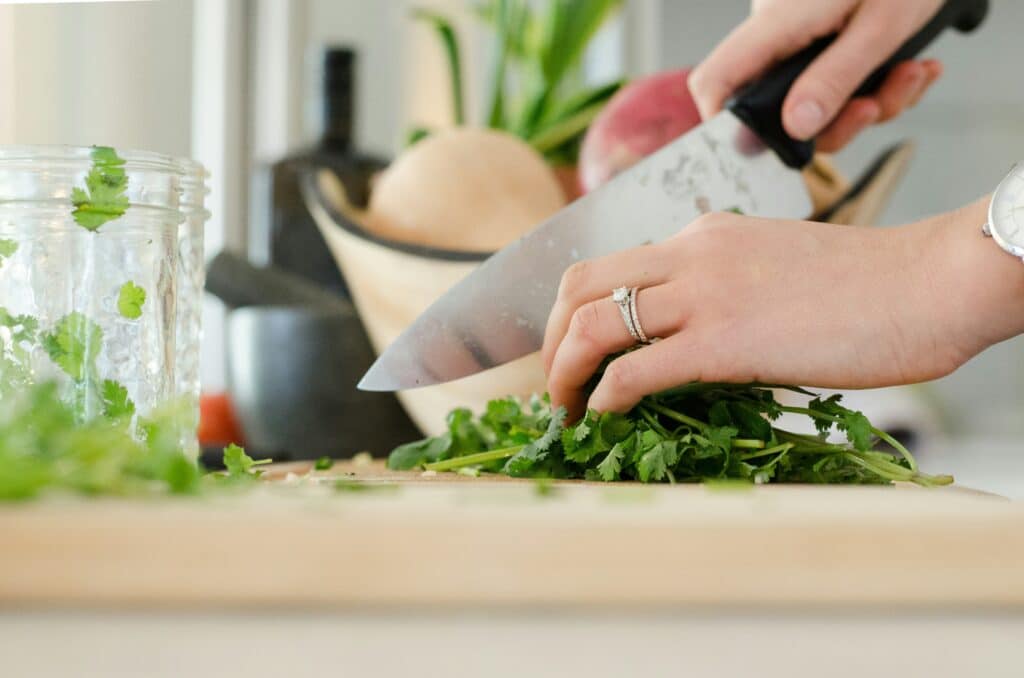 Learning how to cook.