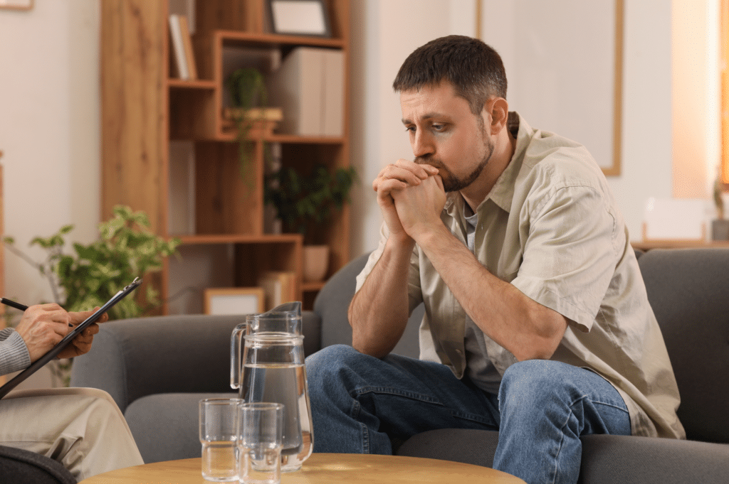 man seeking help for heroin addiction recovery